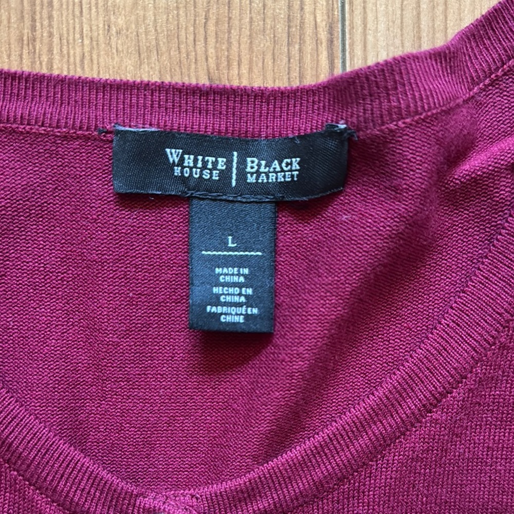 White House Black Market Burgundy Knit Cardigan Sweater - Picture 2 of 7